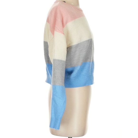 H&M Colorful Striped Sweater size small pink, cream, grey, and blue - Picture 3 of 6